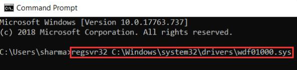 Vuelva a registrar el archivo wdf01000.sys
