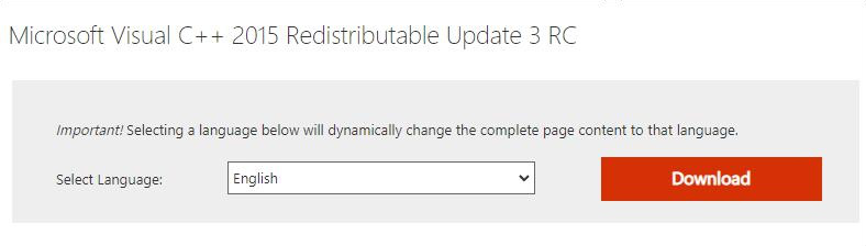 Descargar Microsoft Visual C++ 2015 Redistributable