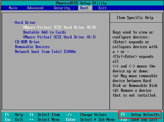 Restaurar la configuración de la BIOS a los valores predeterminados