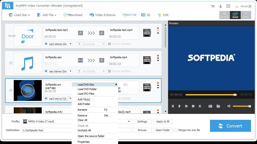 Interfaz de funcionamiento del software AnyMP4 Video Converter Ultimate