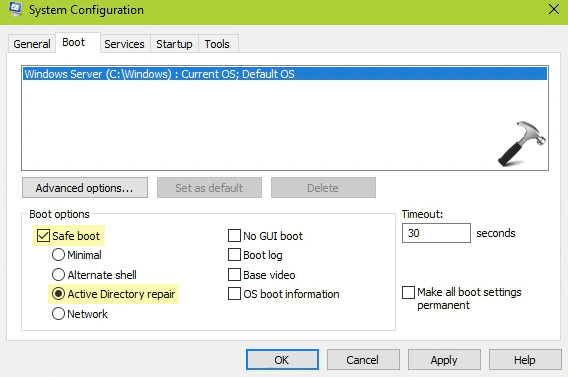 MSCONFIG selecciona opciones de arranque