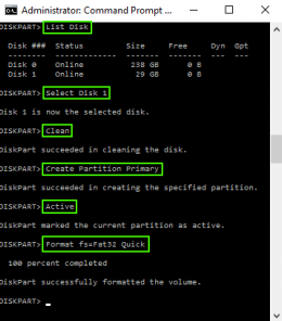 formatear usb con diskpart