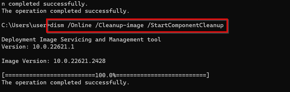 dism iniciarcomponentcleanup