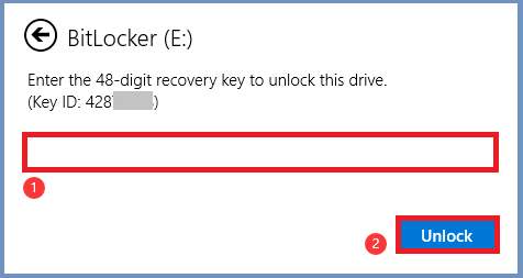 introduzca la clave de recuperación de BitLocker