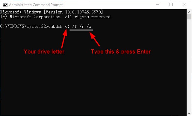 escanear y corregir los sectores defectuosos de Windows