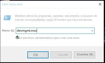 Ingrese el comando del administrador de dispositivos