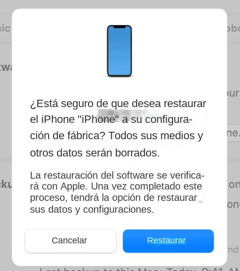 restaurar iPhone en iTunes