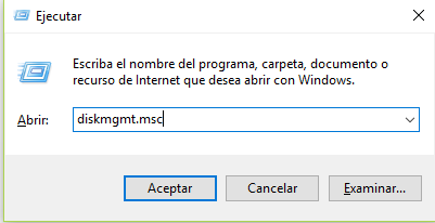 Ejecutar administración de discos