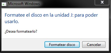 Es necesario formatear para utilizar el mensaje de error