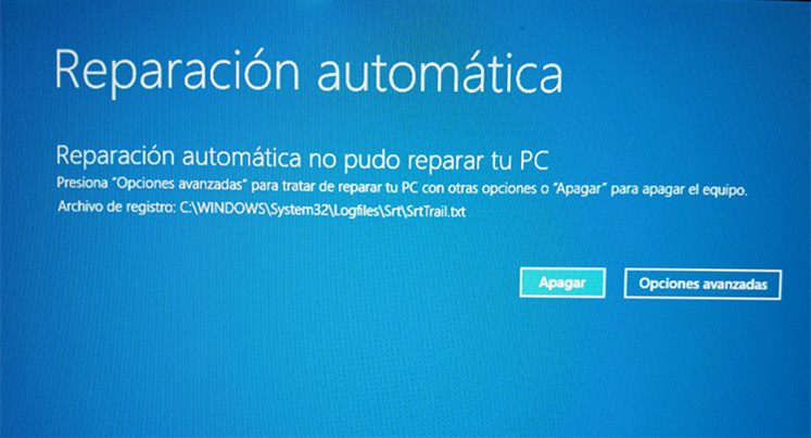 reparación automática no pudo reparar tu PC