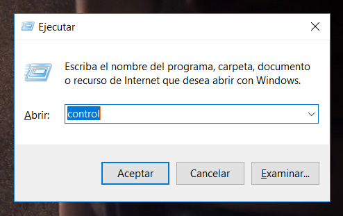 abrir el panel de control