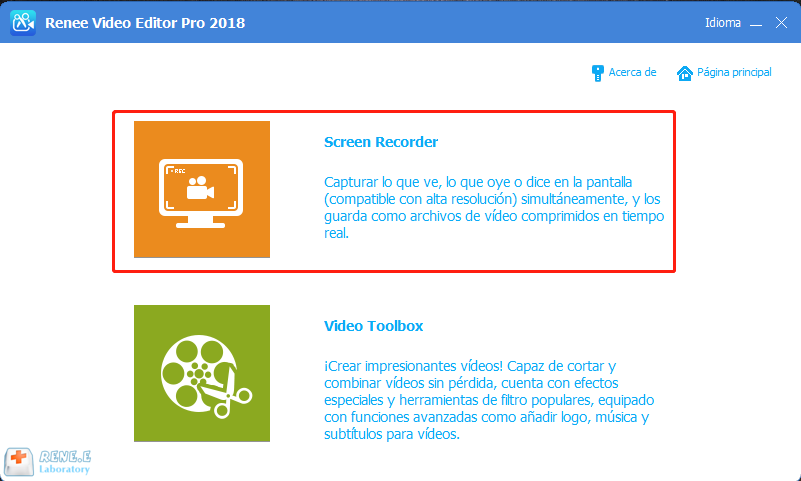 seleccionar grabador de pantalla para grabar escritorio en renee video editor pro