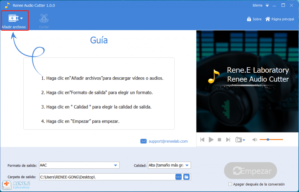 Convertir video a MP3 con renee audio tools