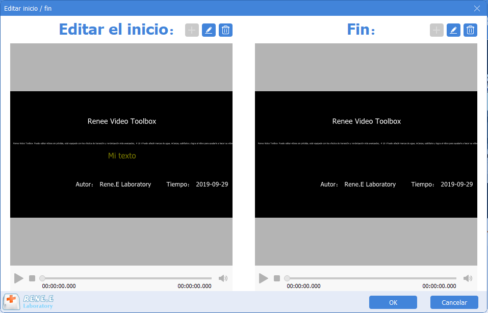añadir apertura y final en renee video editor