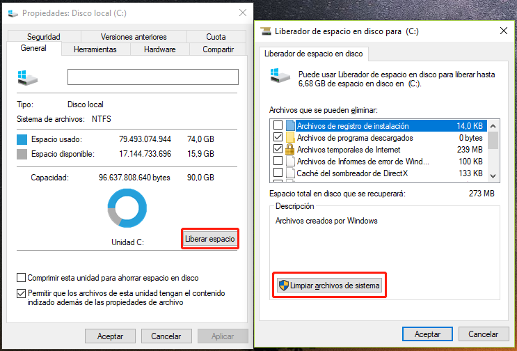 Eliminar Windows.old mediante Windows Disk Cleanup