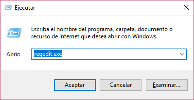 ejecute regedit exe y abra el editor del registro