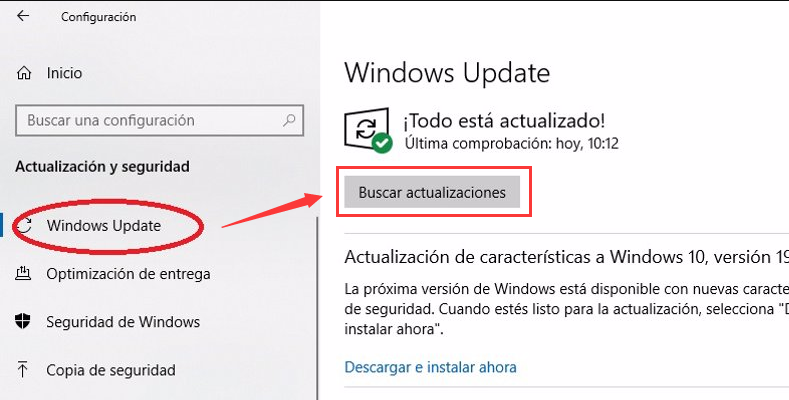 buscar actualizaciones Windows 10