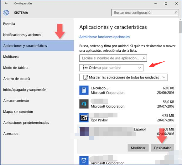 desinstalar programa, Windows 10