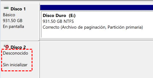 disco no inicializado