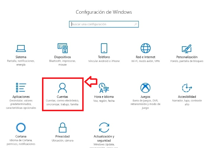 Cuenta de configuración de Windows