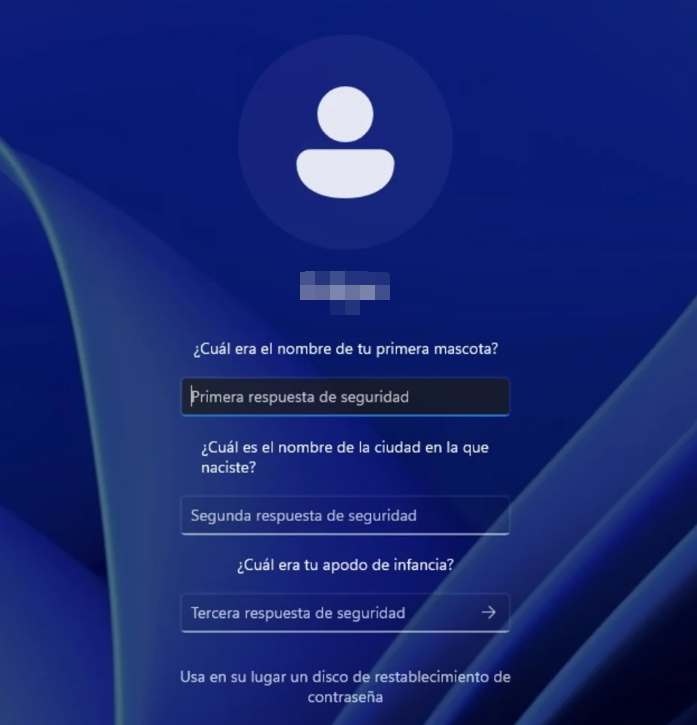 responder a la pregunta de seguridad de Windows para restablecer la contraseña de inicio de sesión