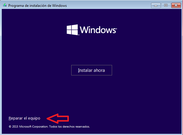 instalación de windows 10 repara tu computadora