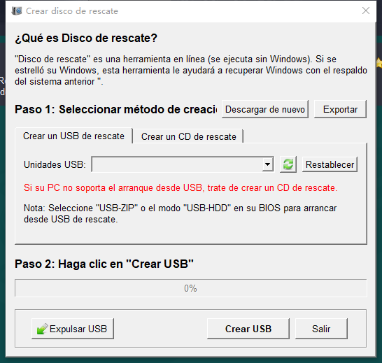 crear un CD de rescate