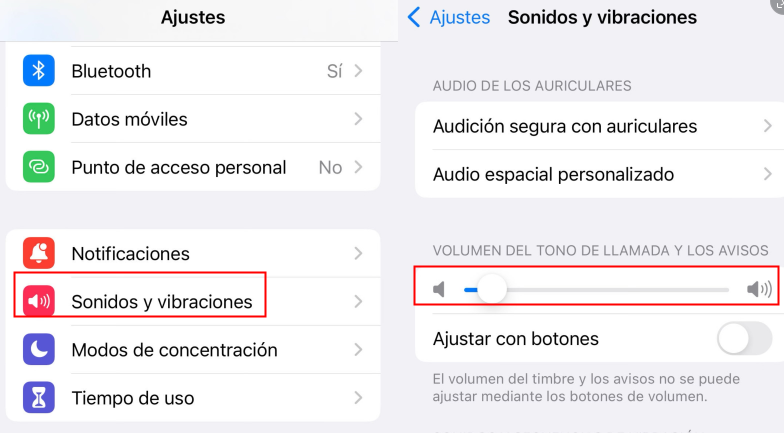 abrir los ajustes de sonidos del iphone