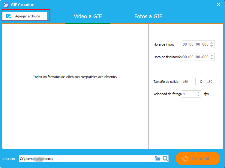 crear Gif añadir Archivos