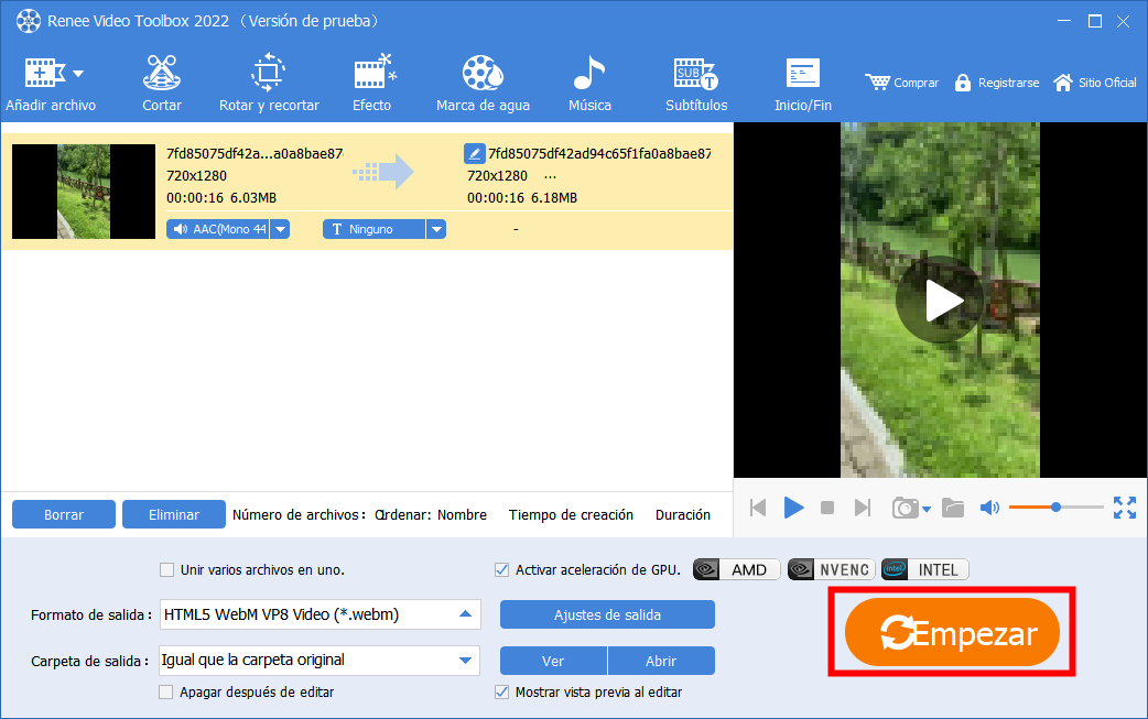 convertir avi a webm con renee video editor pro