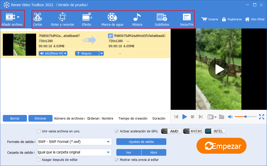 Paso 2: Editar vídeo con las herramientas de Renee Video Editor Pro