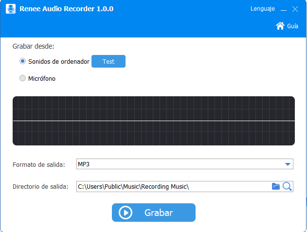 configurar los sonidos del ordenador antes de grabar en renee audio tools