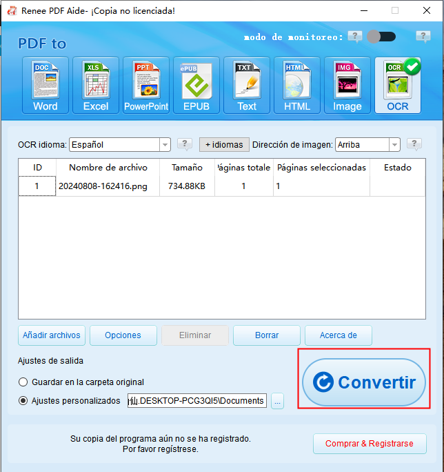 cómo convertir ocr png a texto con renee pdf aide