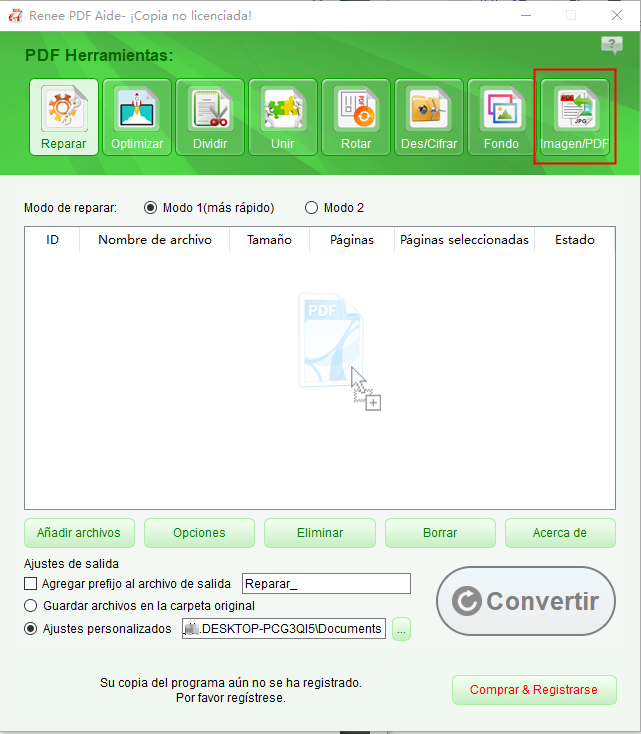 convertir imagen a pdf con renee pdf aide