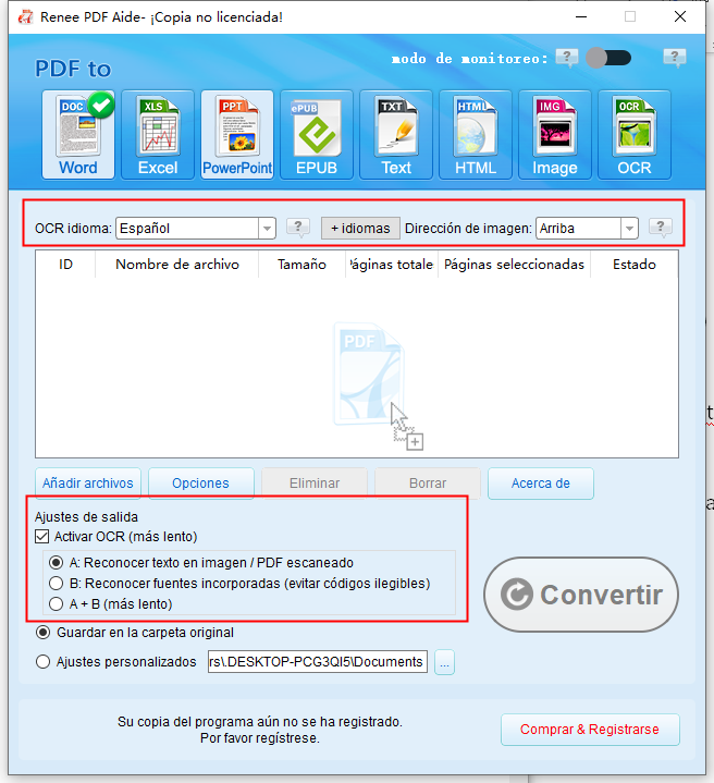 activar ocr con renee pdf aide