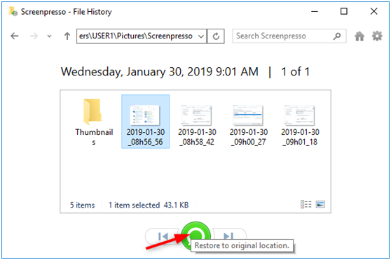 Restaurar archivos para SSD