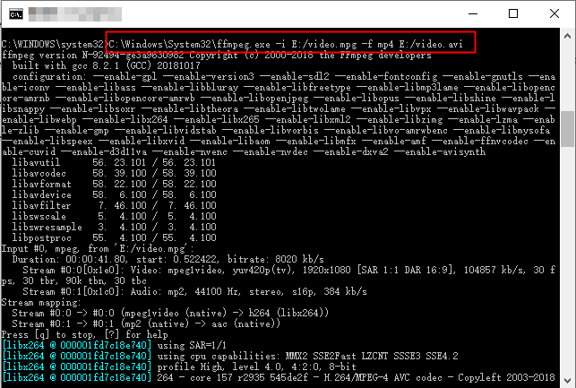 ffmpeg produce los vídeos