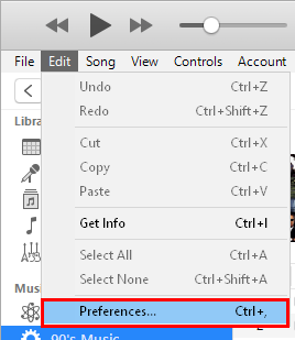 haga clic en el archivo y seleccione preferencias en itunes