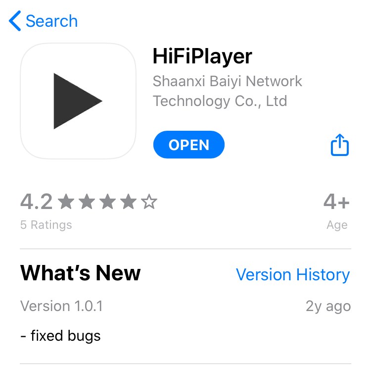 descarga e instala hifi player en app store