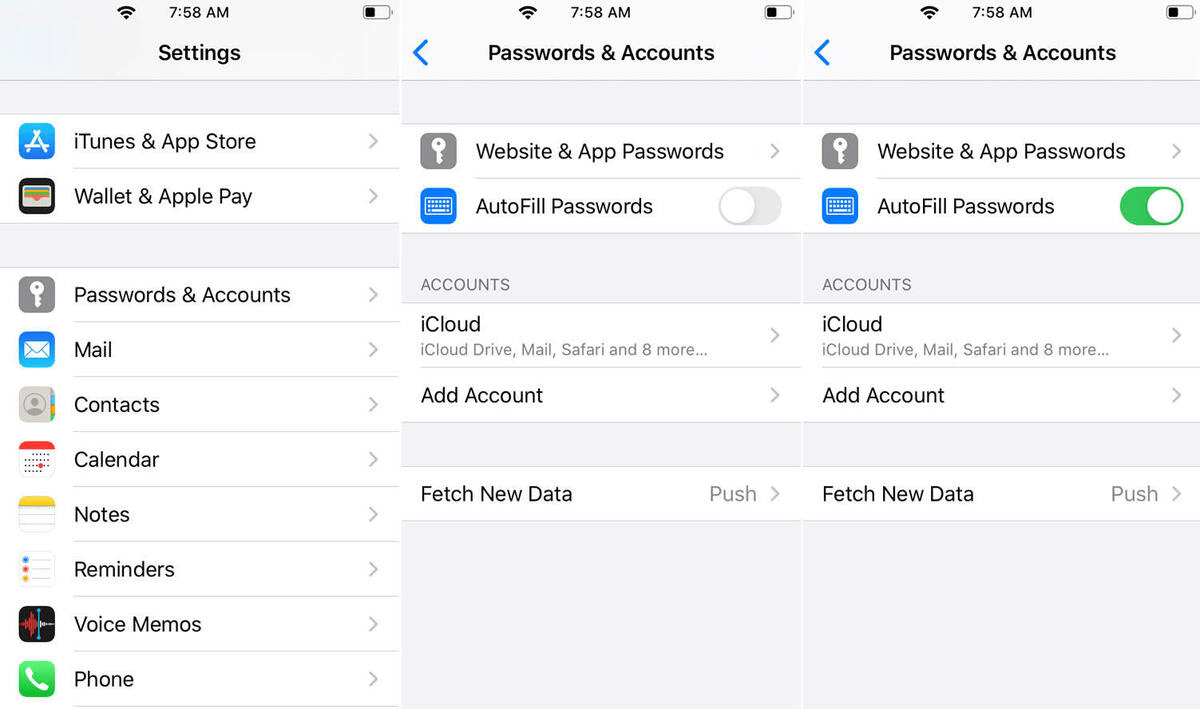 como gestionar contraseña en iphone safari