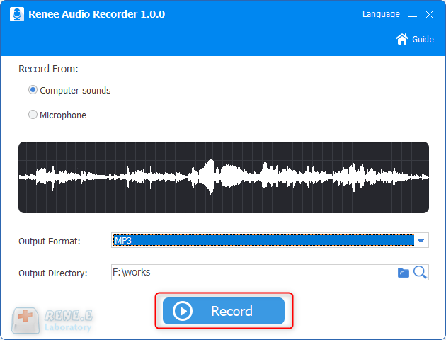 utilizar las herramientas de audio de renee para grabar sonidos de ordenador