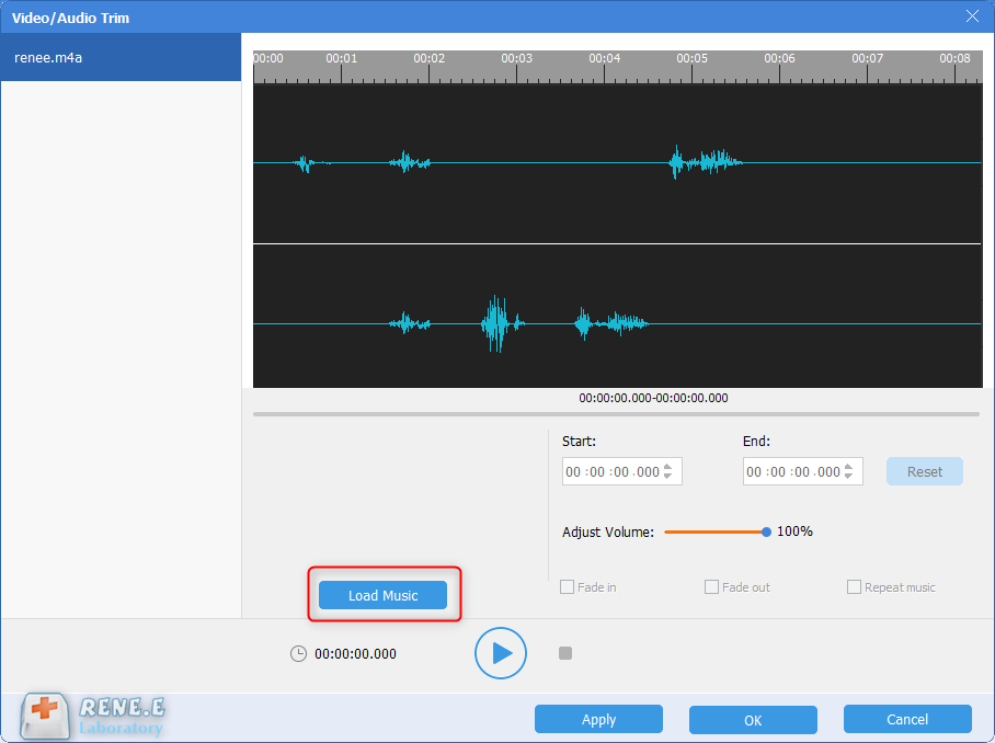 cargar música para mezclar con archivo m4a