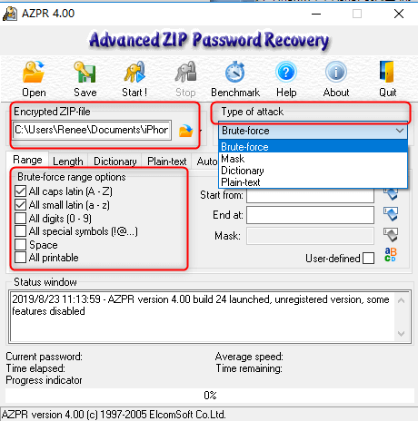 cómo encriptar un archivo zip