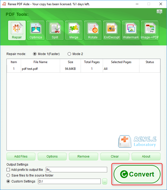 utilizar renee pdf converter