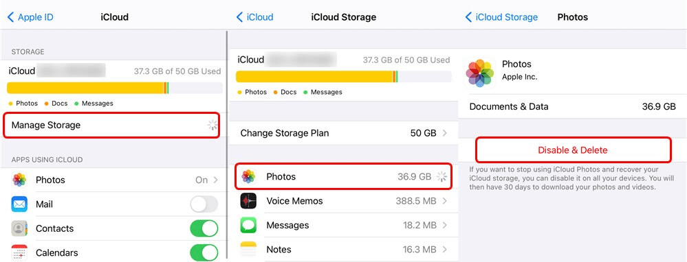 cómo desactivar y eliminar las fotos de icloud