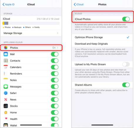 copia de seguridad de fotos de icloud en iphone