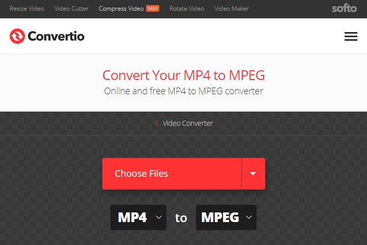 convertir mp4 a mpeg en convertio