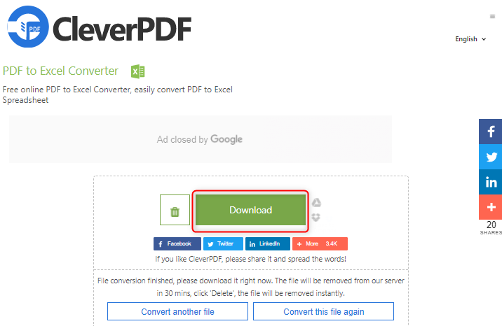 descargar el excel conveted de cleverpdf