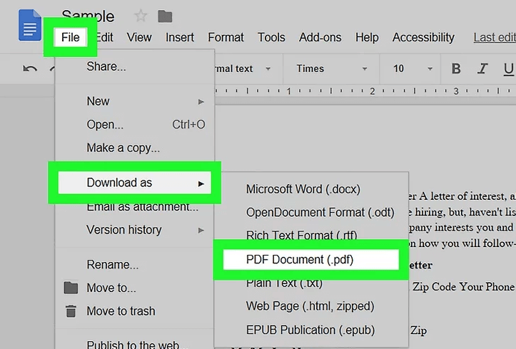 descargar documento pdf de google docs