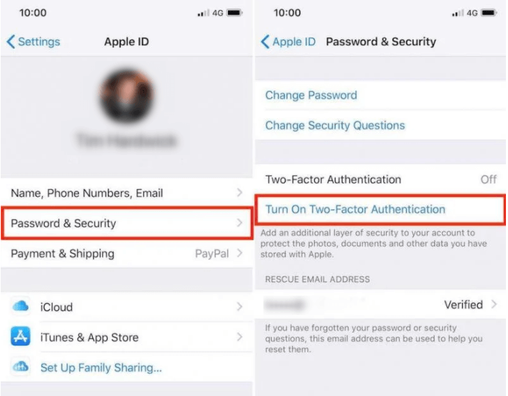 eliminar contraseña de iphone a través de la autenticación de dos factores